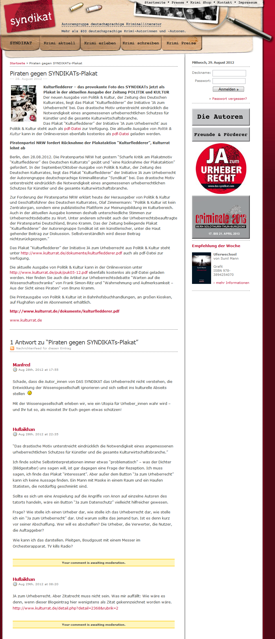 Mehr über den Artikel erfahren Syndikat. Kulturfledderer stellen sich selbst ein Bein