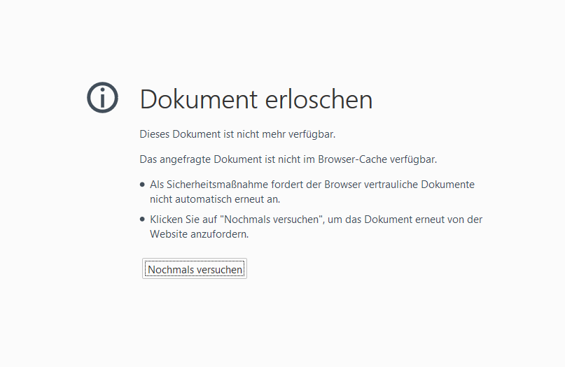 Dokument erloschen. Screenshot