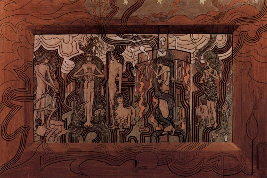 Jan Toorop: Das Lied der Zeit. 1893, Pastel und Kohle, 32 × 58,5 cm. Otterlo, Rijksmuseum Kröller-Müller