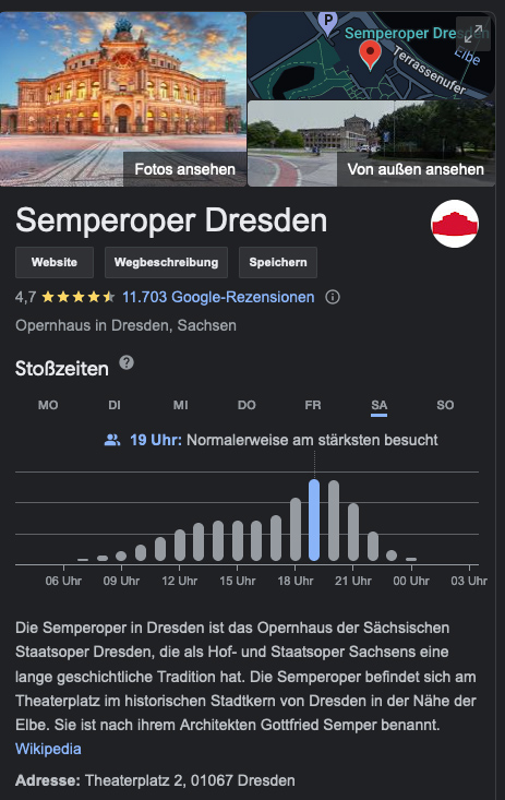 Besuchsstoßzeiten Semperoper Dresden.