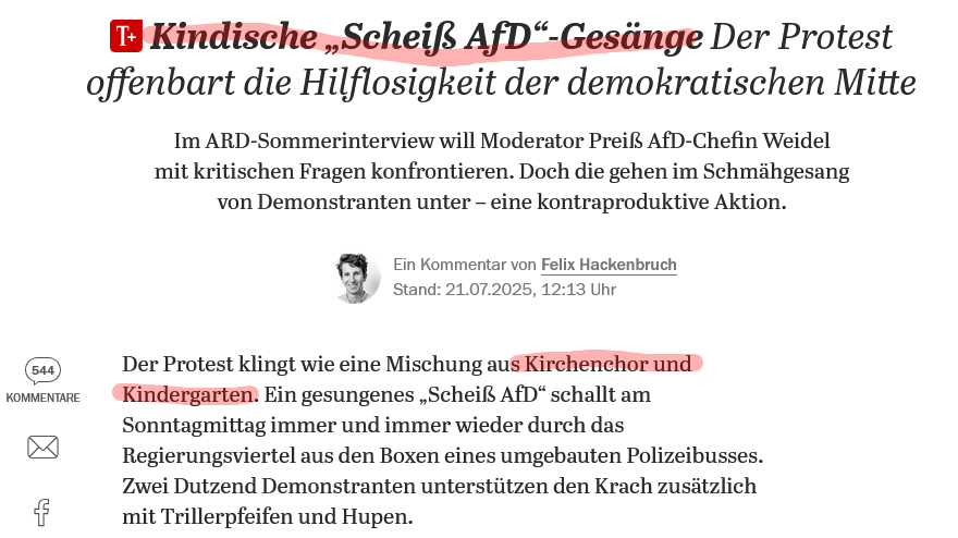 Kindische „Scheiß AfD“ Gesänge Der Protest offenbart die Hilflosigkeit der demokratischen Mitte