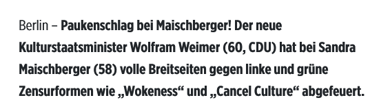 Maischberger Kulturstaatsminister Weimer zerlegt grüne Verbotspolitik Politik BILD de